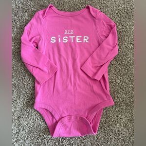 Cat & Jack Pink Lil Sister Long Sleeve Onesie || size 18 months